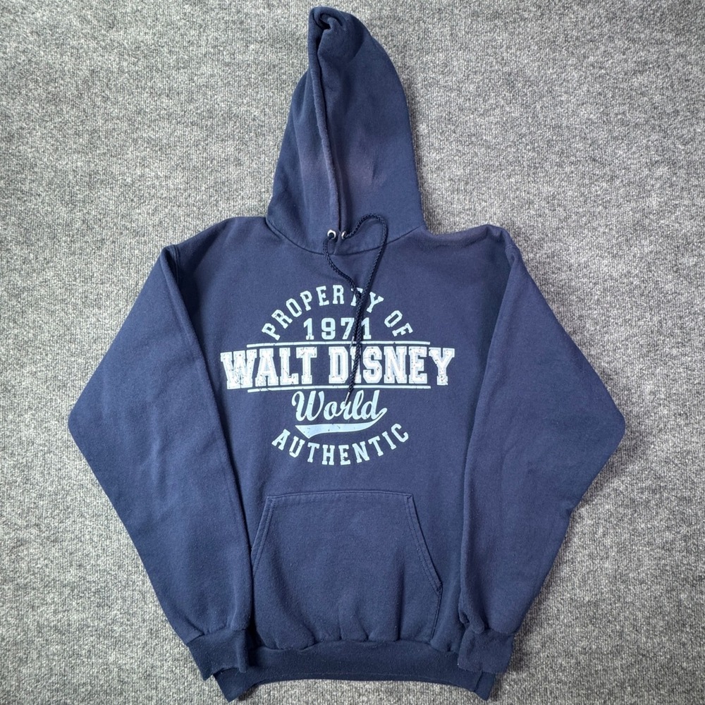 Walt Disney World Hanes Hoodie Mens M Blue Property Of Disney 1971 Graphic Retro
